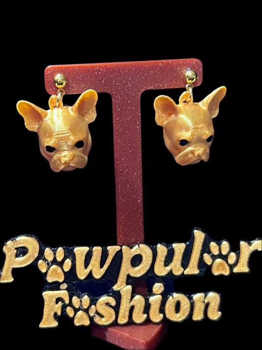 Gold French Bulldog Earrings